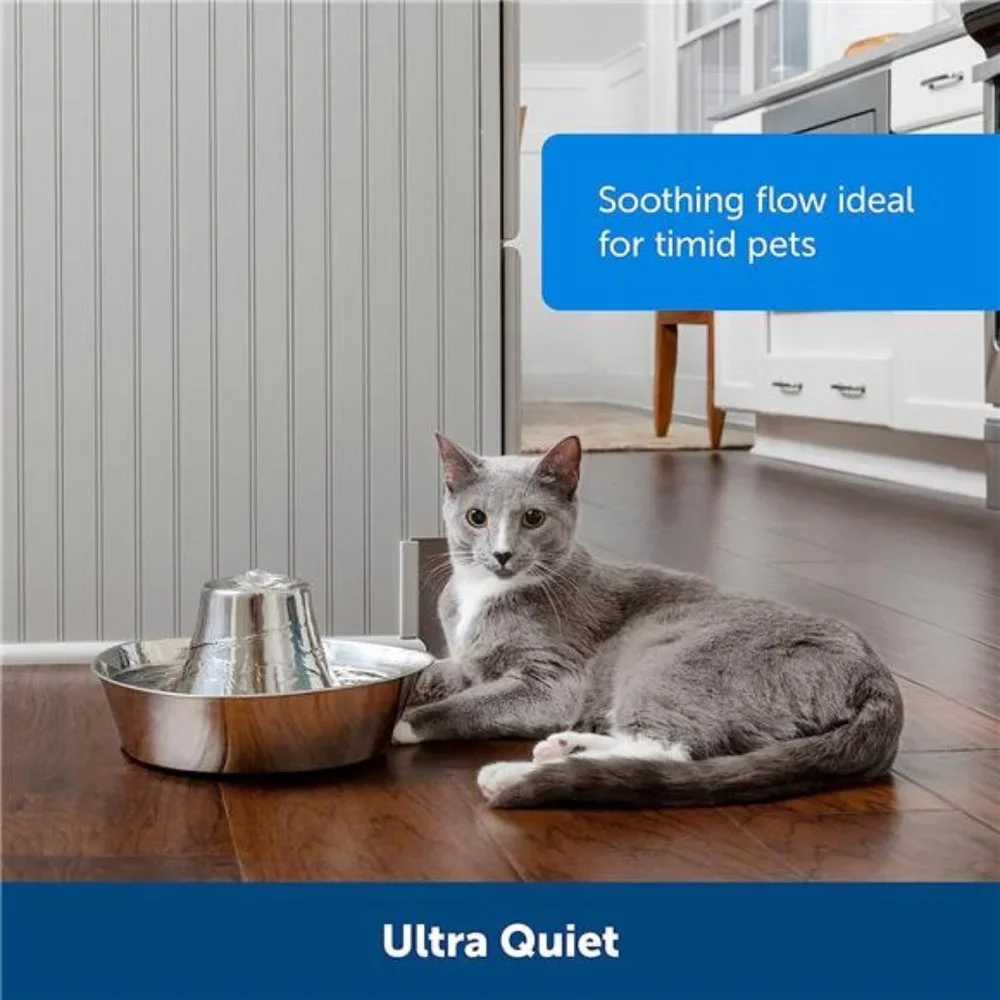 Seaside Stainless Cat & Dog Fountain - 2 Water Filters & 1 Pump Included